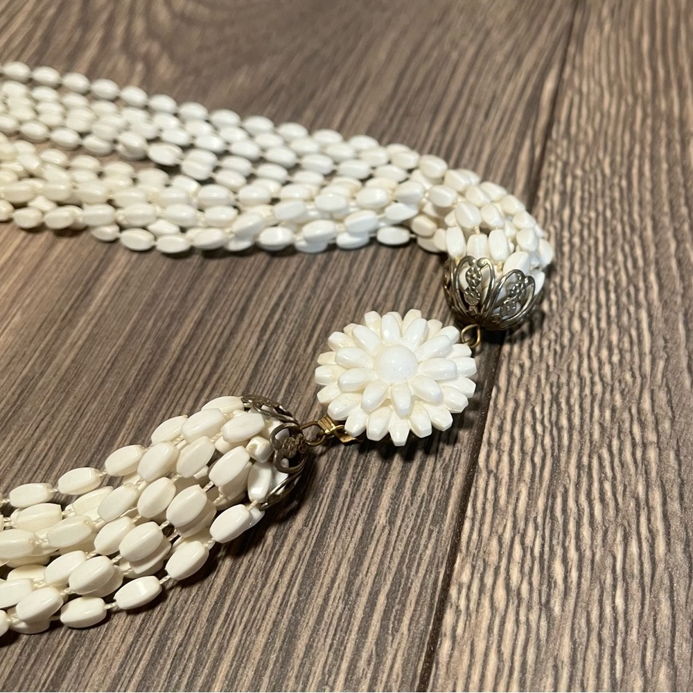 Vintage Multi-Strand Necklace with Flower Clasp